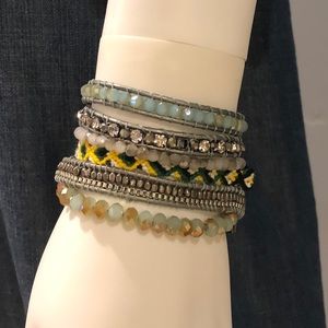 Beaded leather cuff